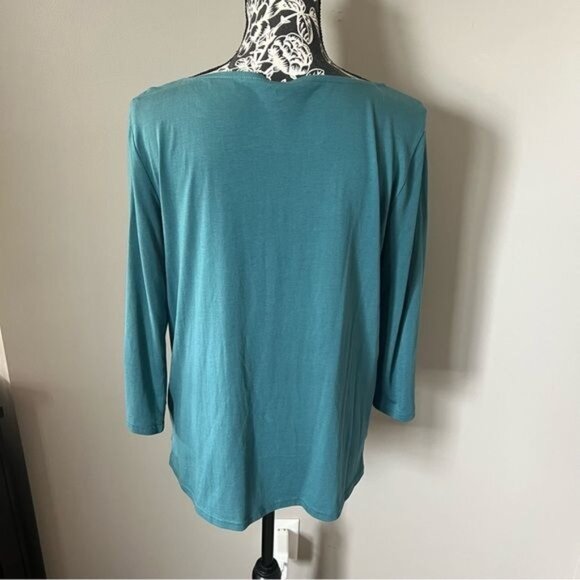 Garnet Hill Womens Green Lace Front Blouse Shirt Top Long Sleeve Medium - Picture 6 of 6